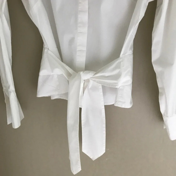Coldwater Creek Tie Waist White Shirt Xs - Picture 5 of 8